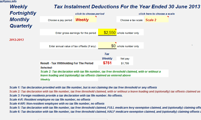 Payg Tax Calculator AtoTaxRates.info