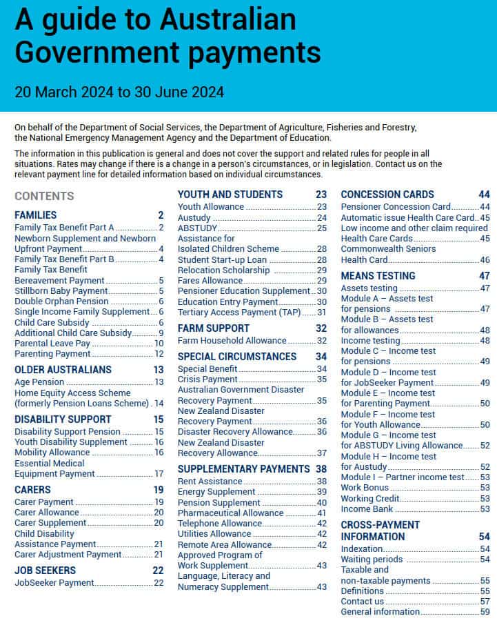 Services Australia Guide To Australian Government Payments 20 March 2024 to 30 June 2024
